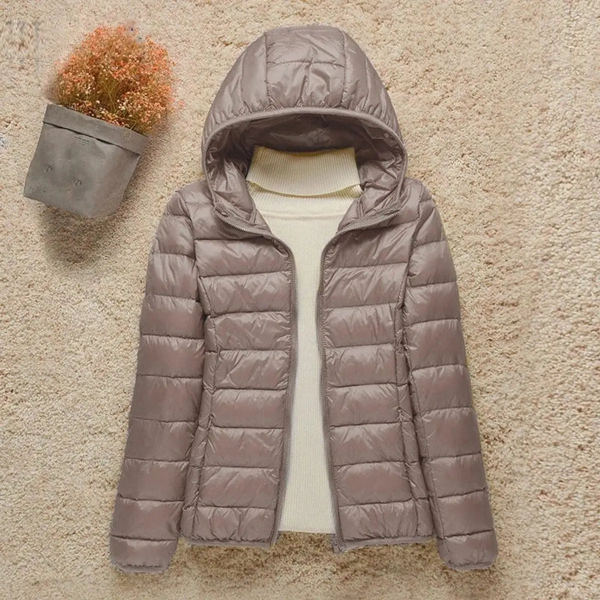 Women's Lightweight Hooded Quilted Jacket Packable Down Puffer
