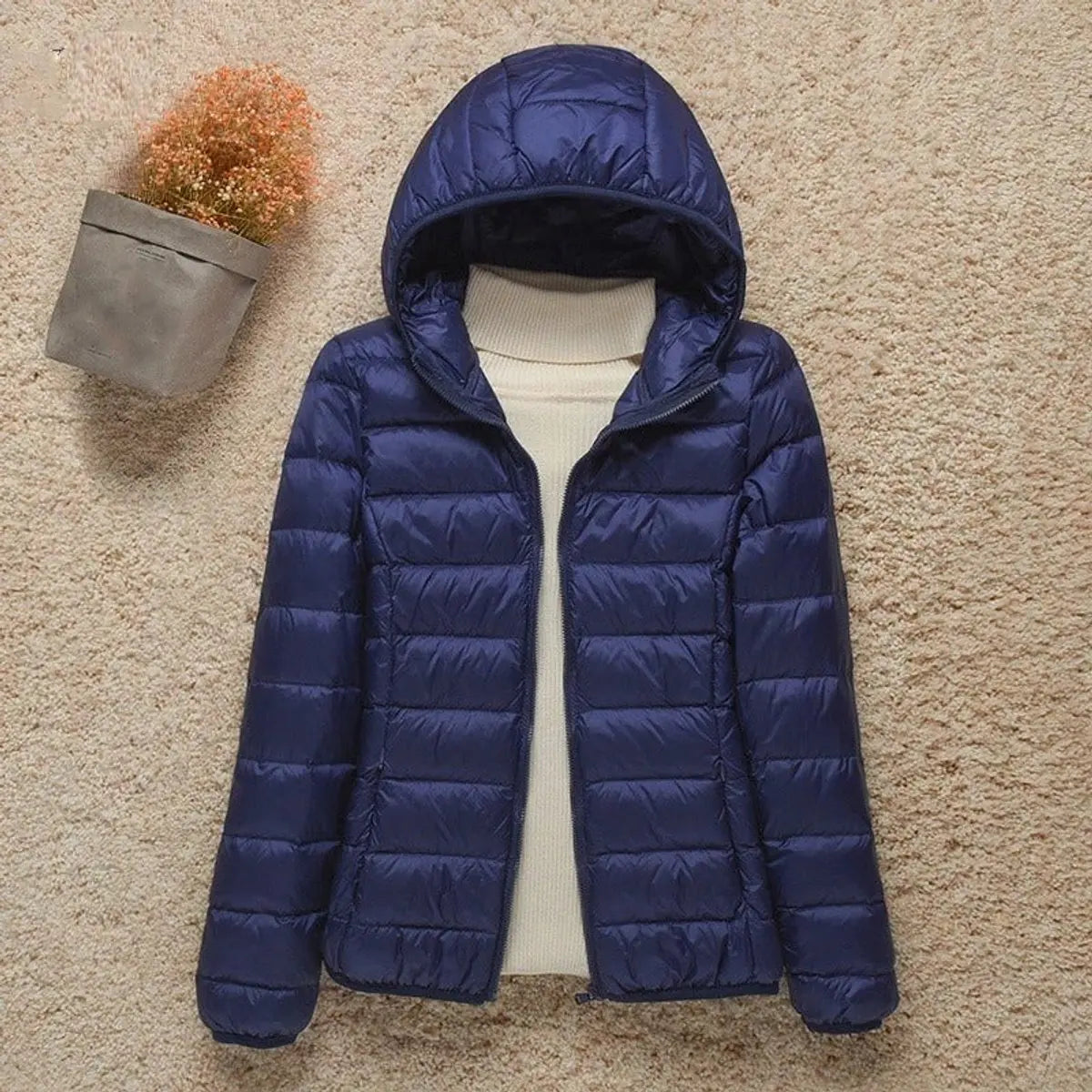 Women's Lightweight Hooded Quilted Jacket Packable Down Puffer