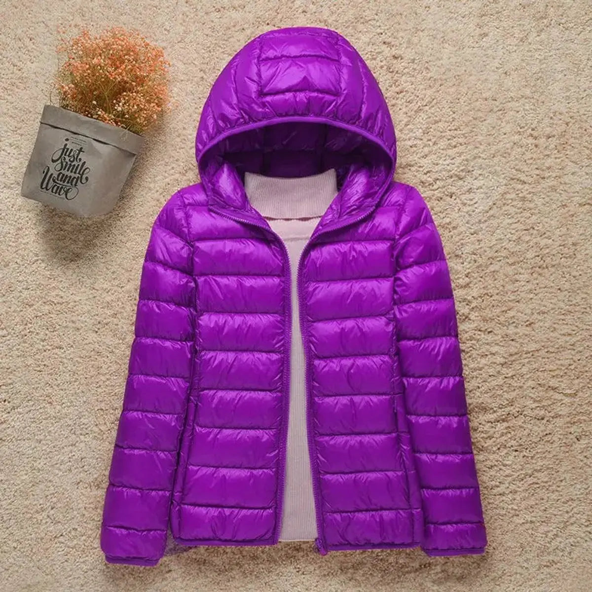 Women's Lightweight Hooded Quilted Jacket Packable Down Puffer