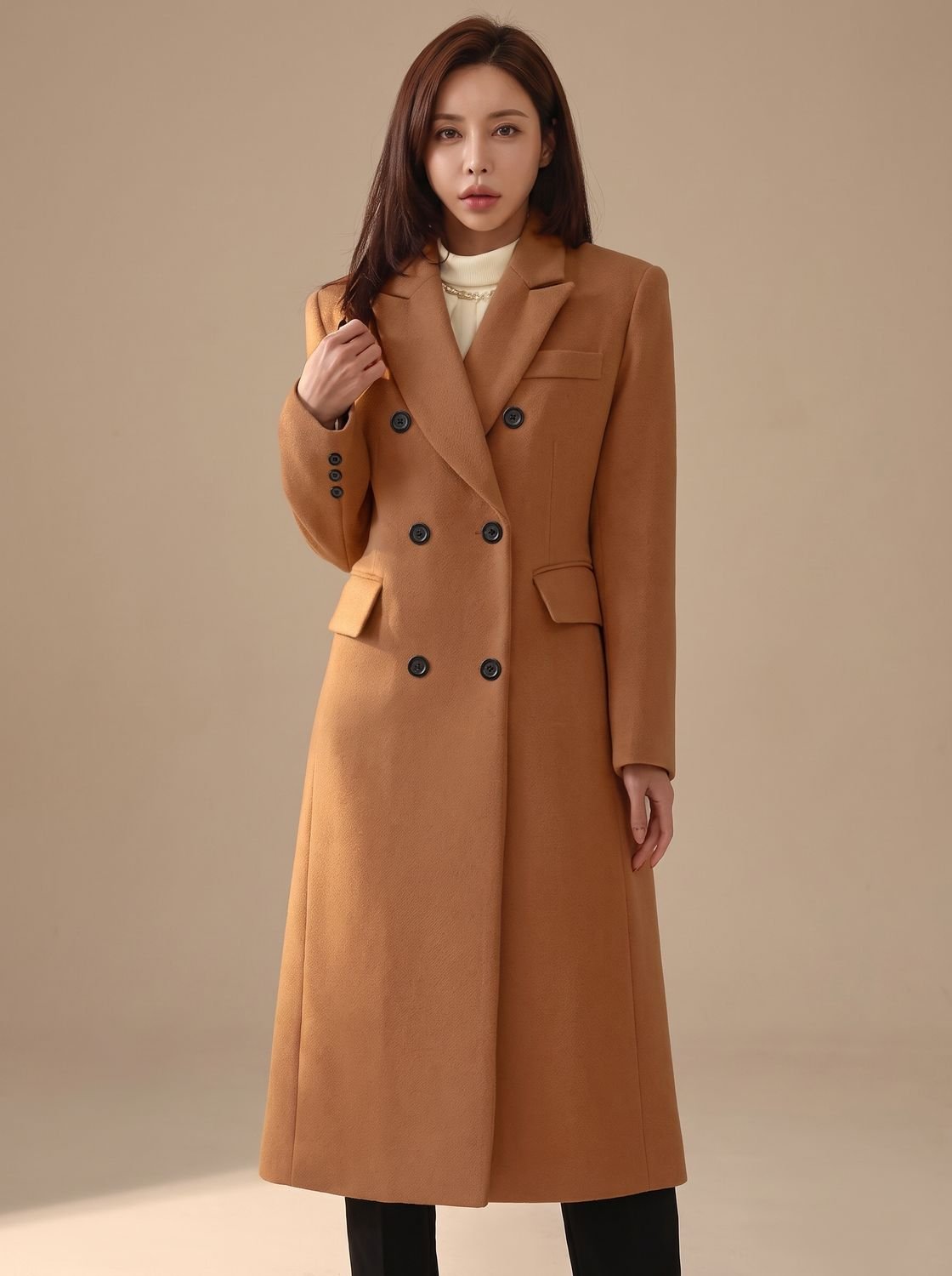 Florence | Women's Long Double-Breasted Wool Coat Tailored Overcoat