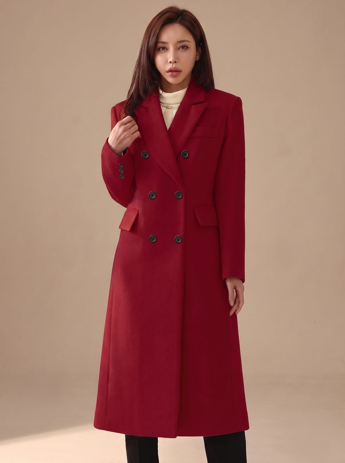 Florence | Women's Long Double-Breasted Wool Coat Tailored Overcoat
