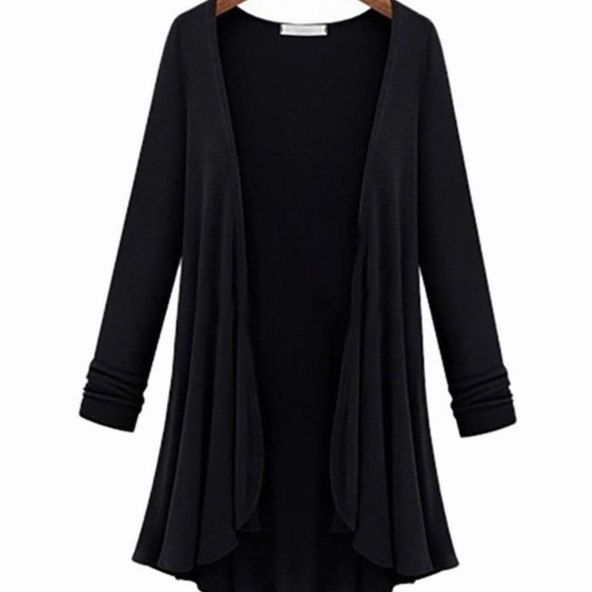 Women's Open-Front Long-Sleeve Ruffled Cardigan