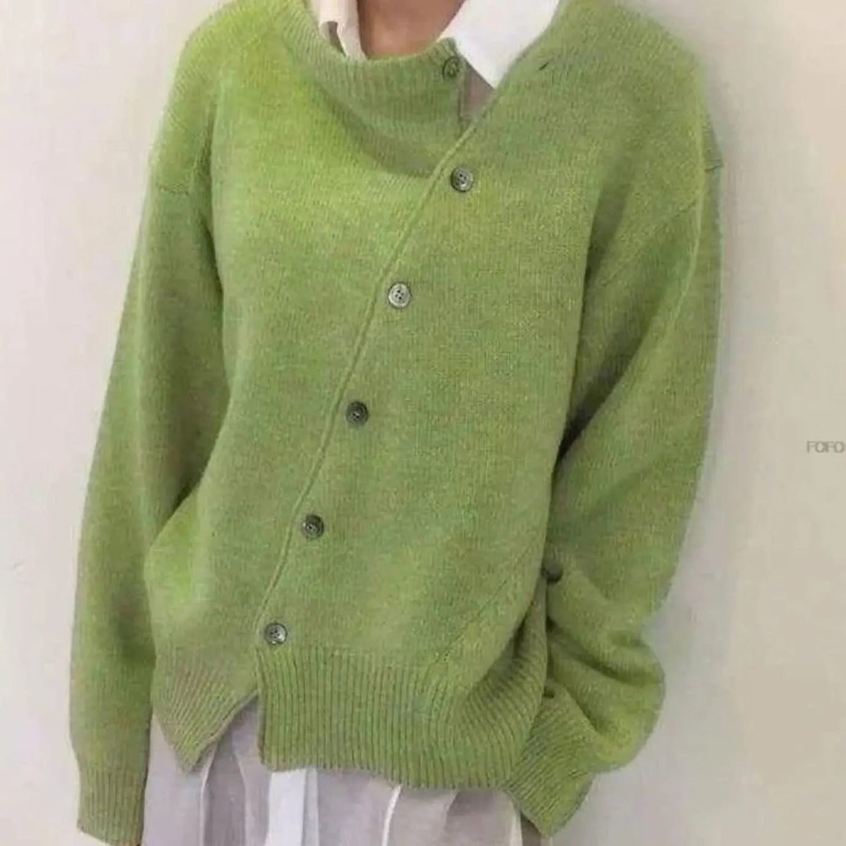 Women's Oversized Chunky Knit Cardigan Button-Front Ribbed Jumper