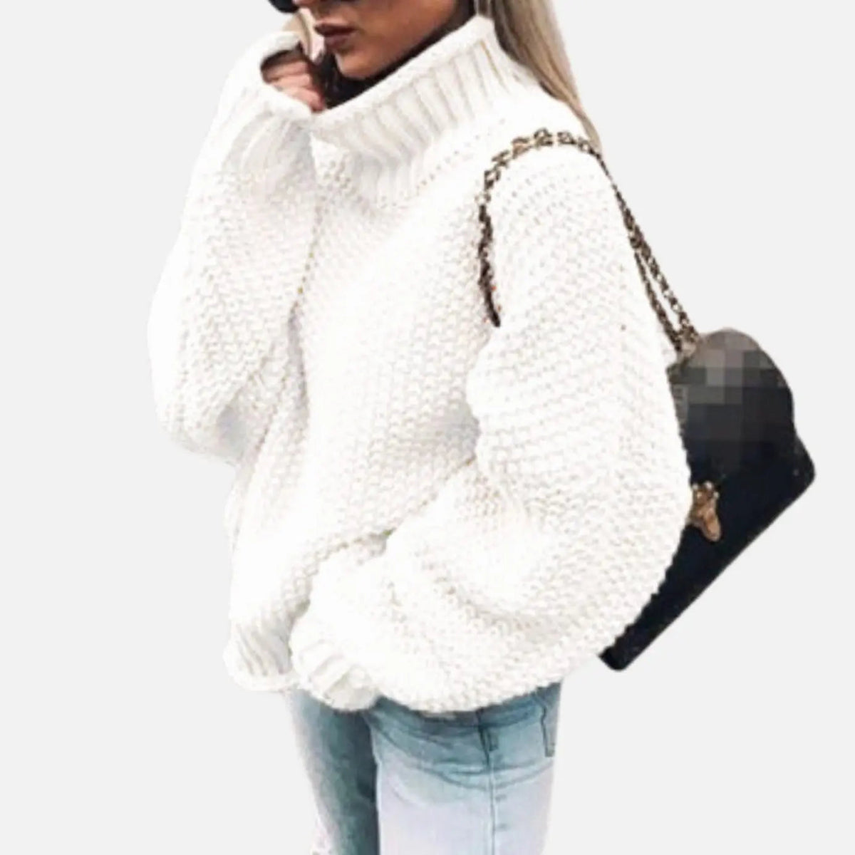 Women's Oversized Chunky Turtleneck Knit Jumper