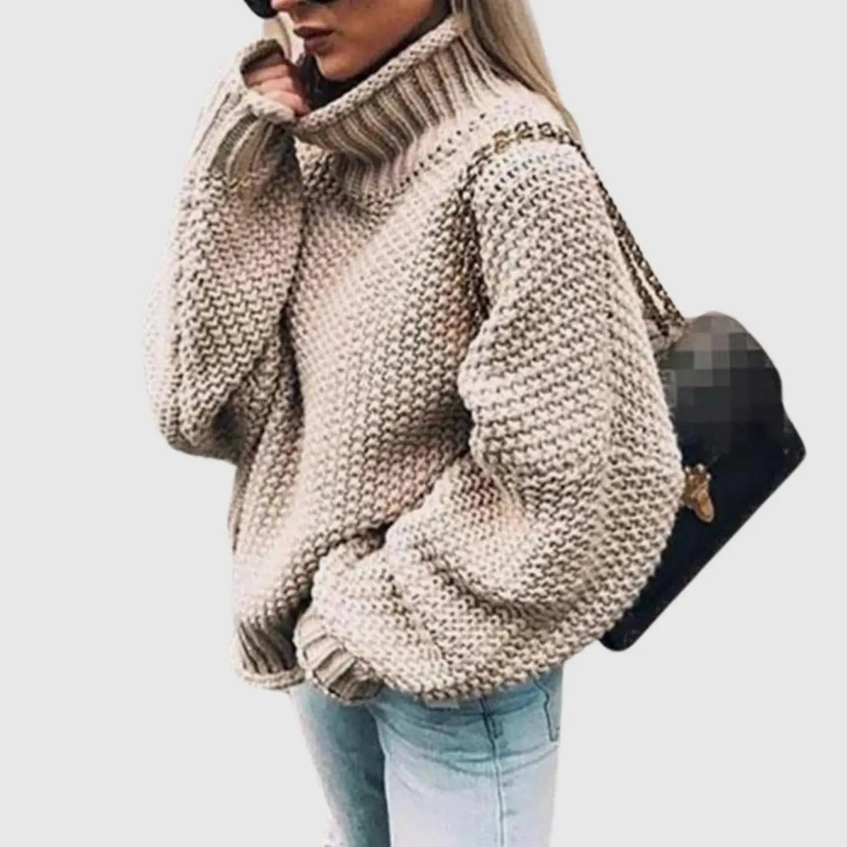 Women's Oversized Chunky Turtleneck Knit Jumper