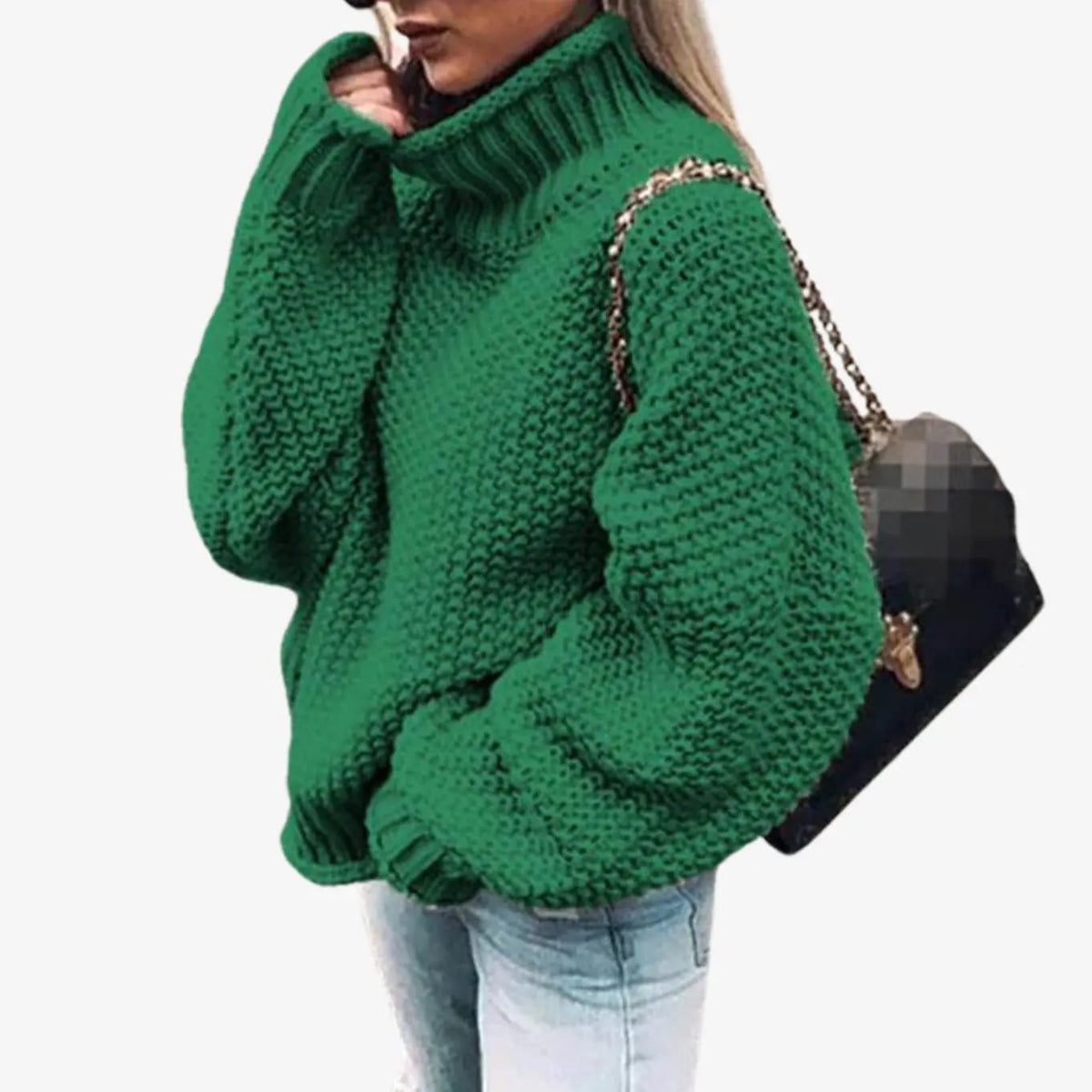 Women's Oversized Chunky Turtleneck Knit Jumper