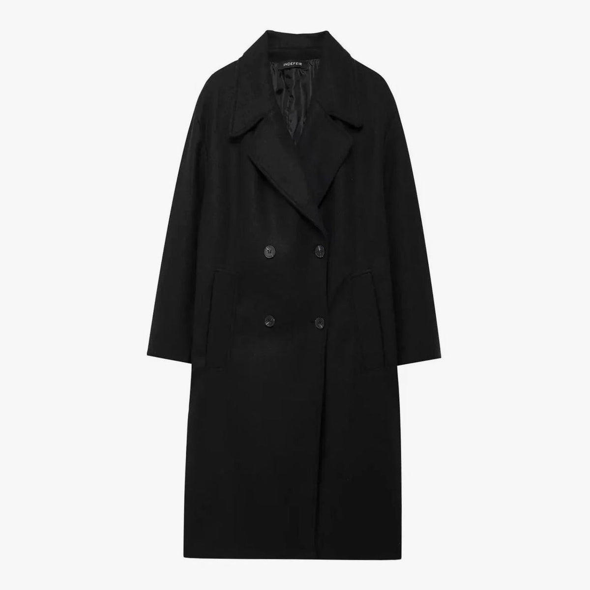 Women's Oversized Double-Breasted Longline Wool Coat