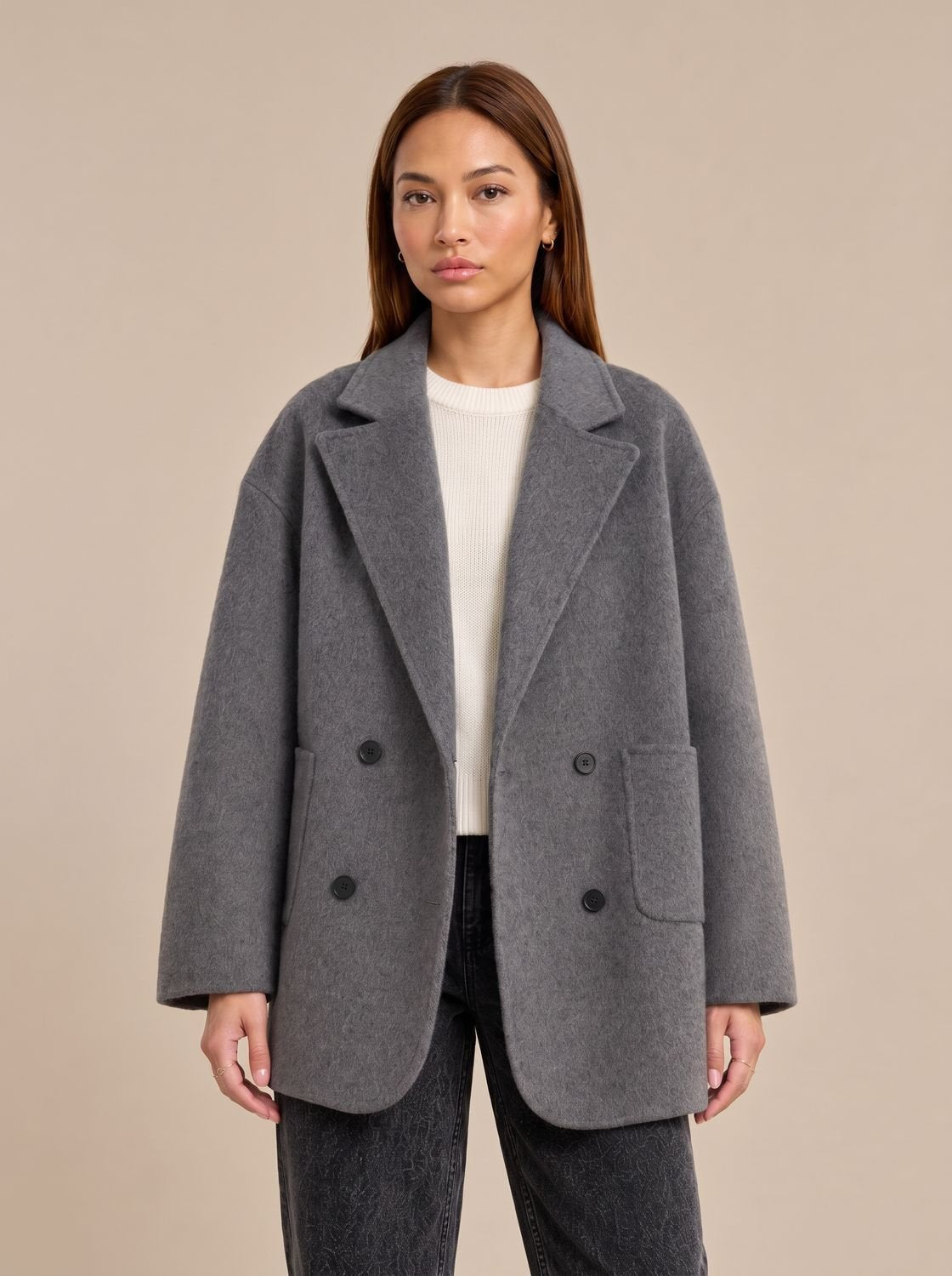 Willow | Women's Oversized Double-Breasted Wool Coat Lapel Collar