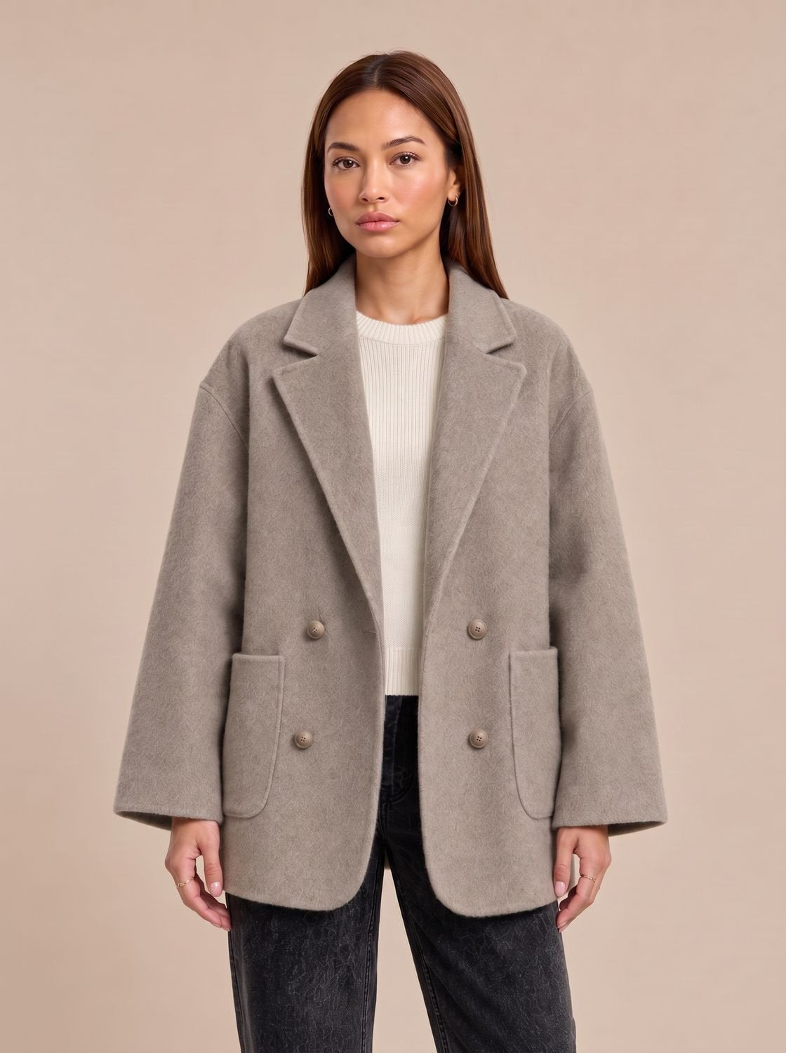 Willow | Women's Oversized Double-Breasted Wool Coat Lapel Collar