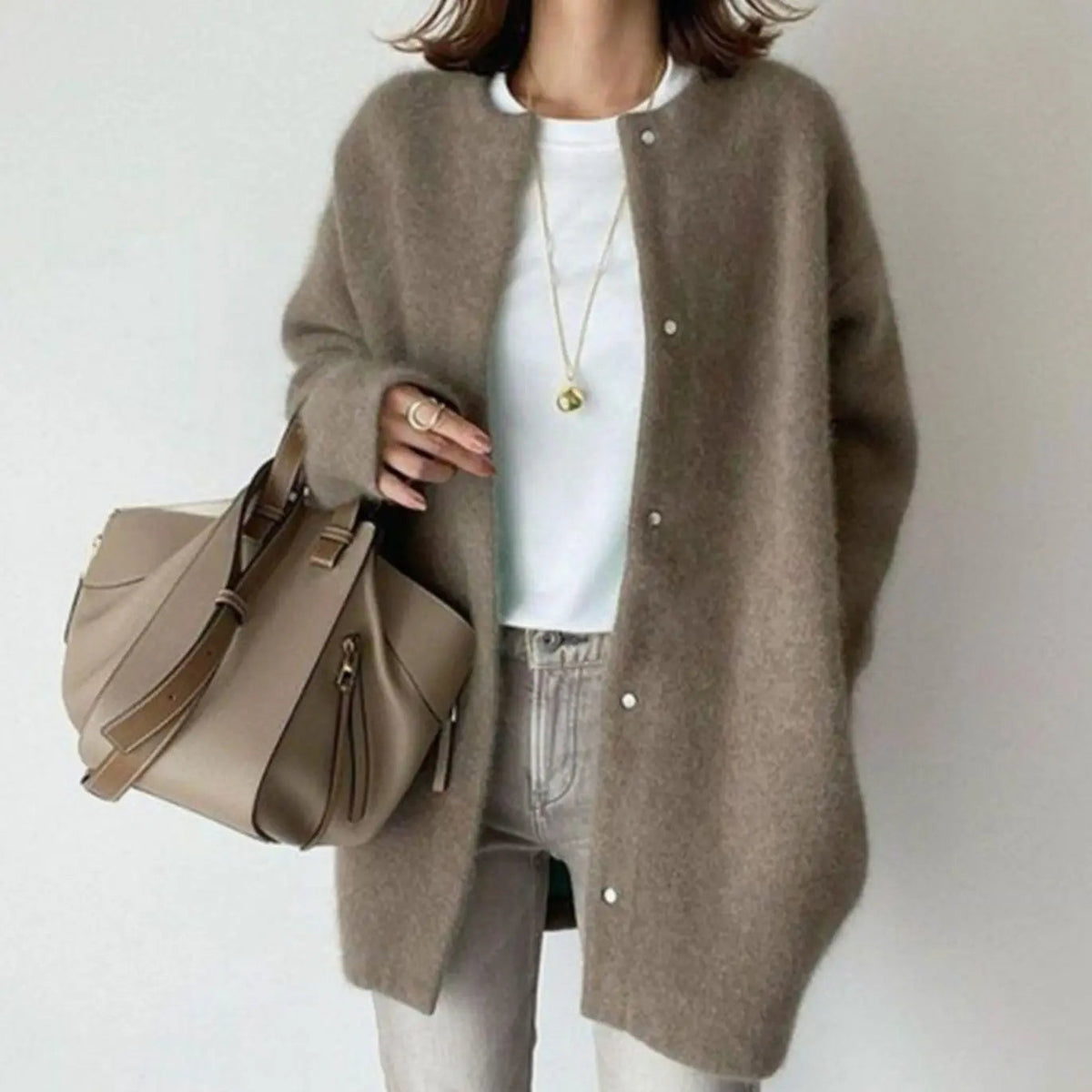 Women's Oversized Fluffy Button-Down Winter Cardigan