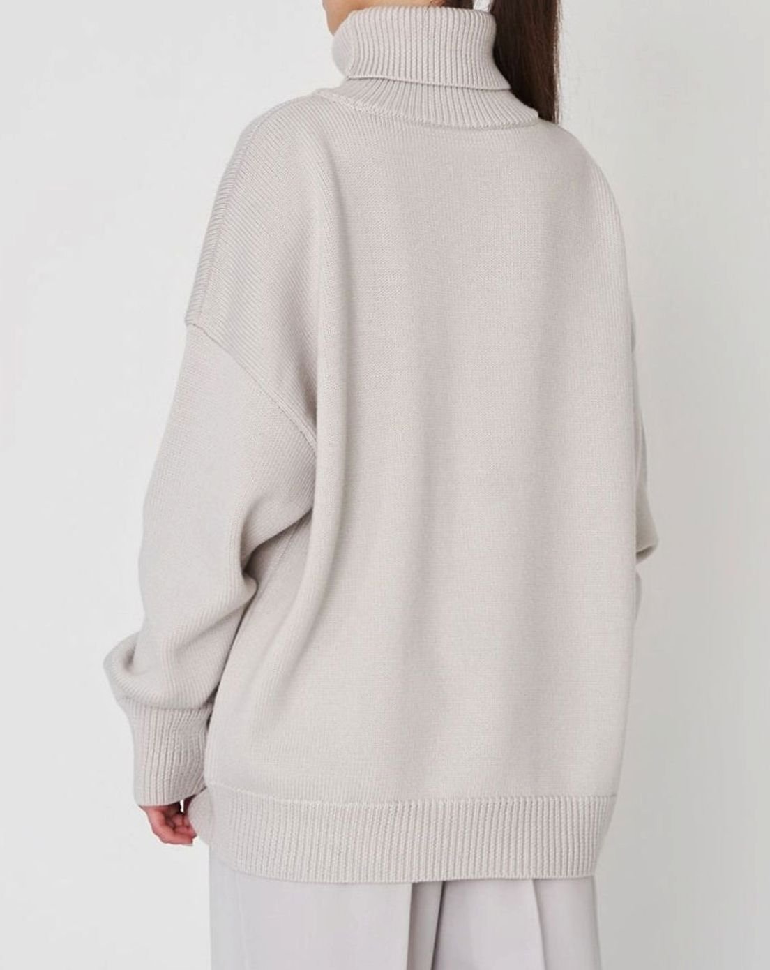 Women's Oversized Roll Neck Jumper Drop Shoulder Knit Pullover