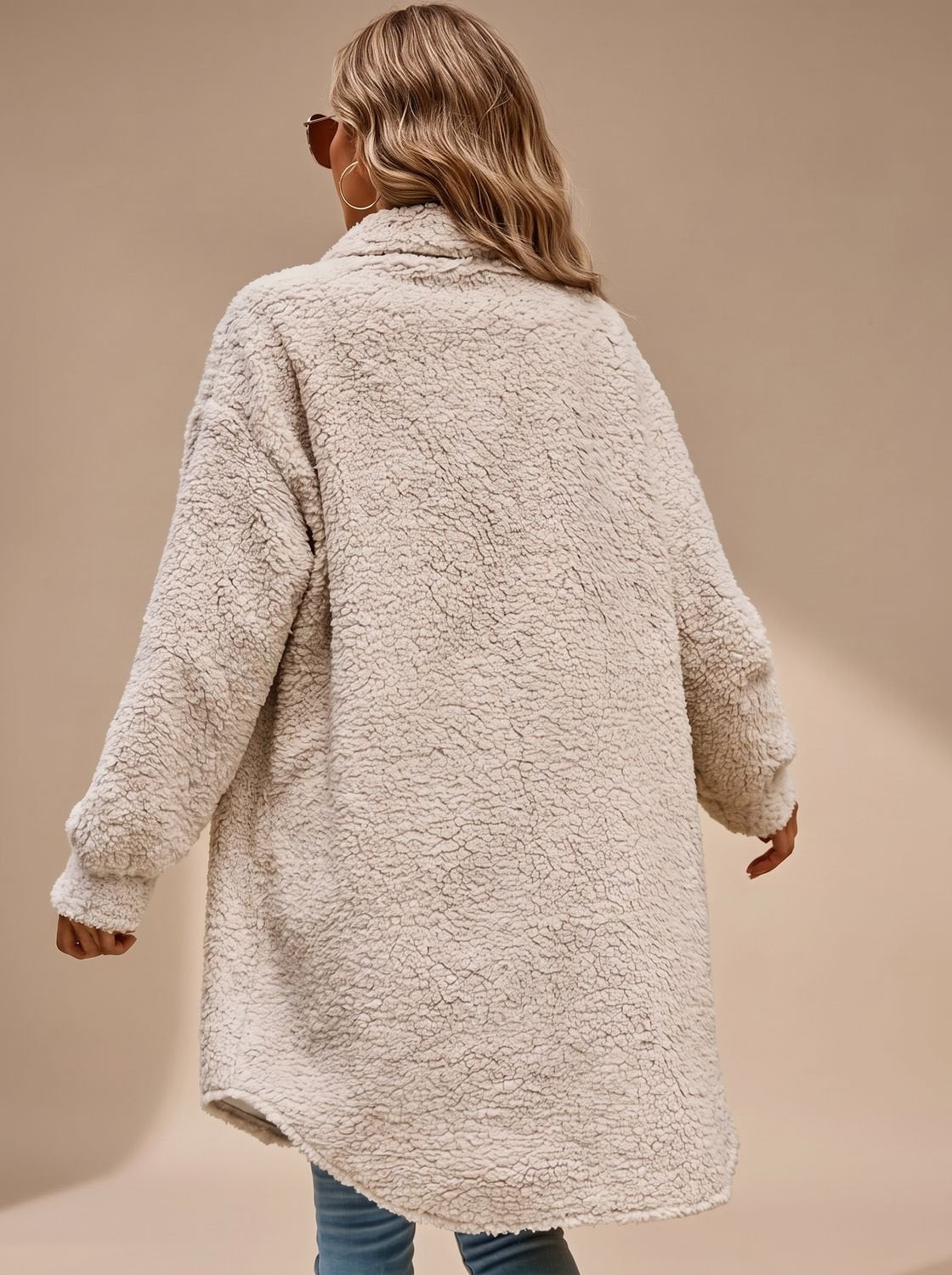 Willow | Women's Oversized Teddy Coat Long Button-Down Sherpa Jacket