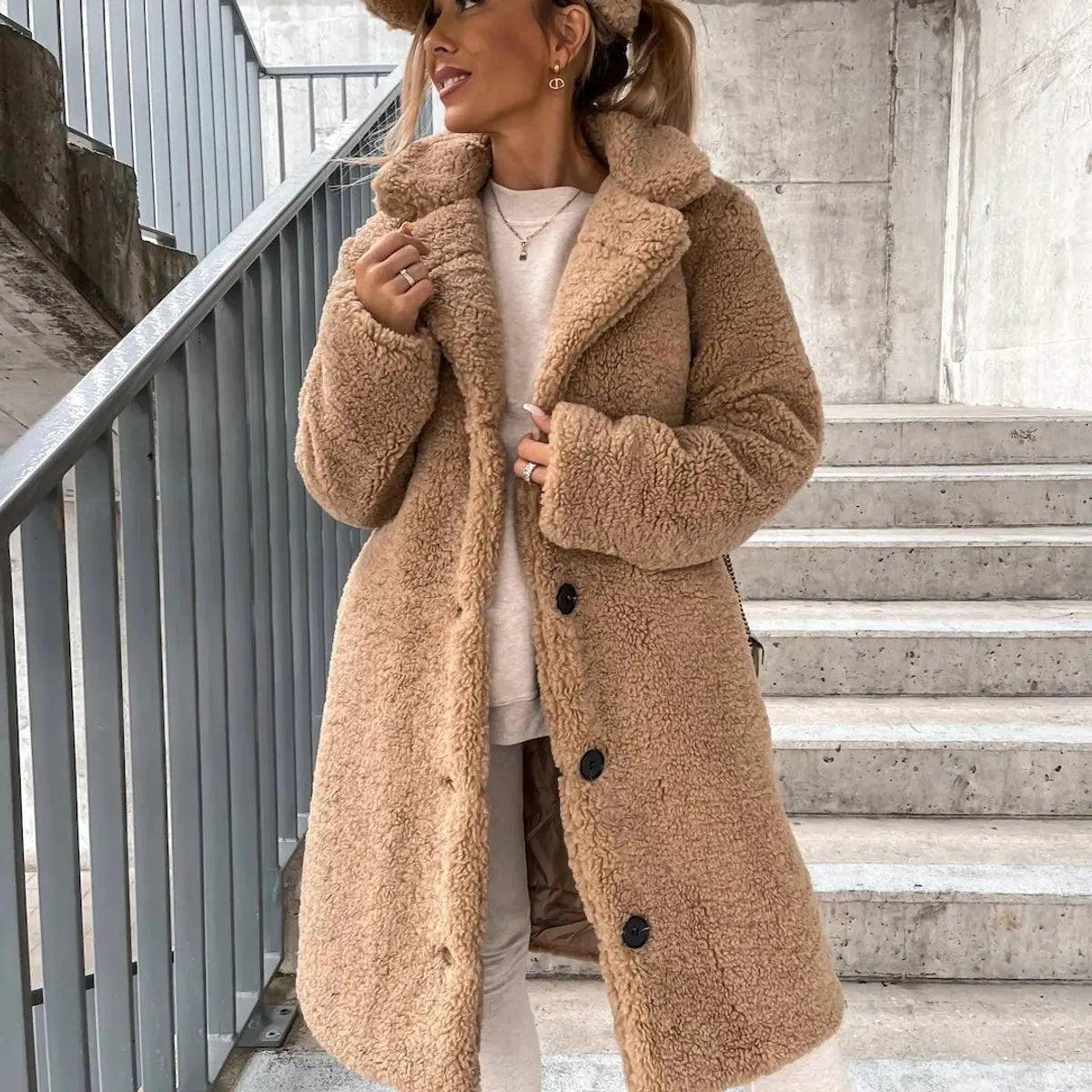Women's Oversized Teddy Fleece Long Puffer Jacket Coat