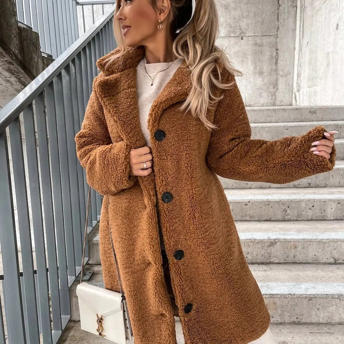 Women's Oversized Teddy Fleece Long Puffer Jacket Coat