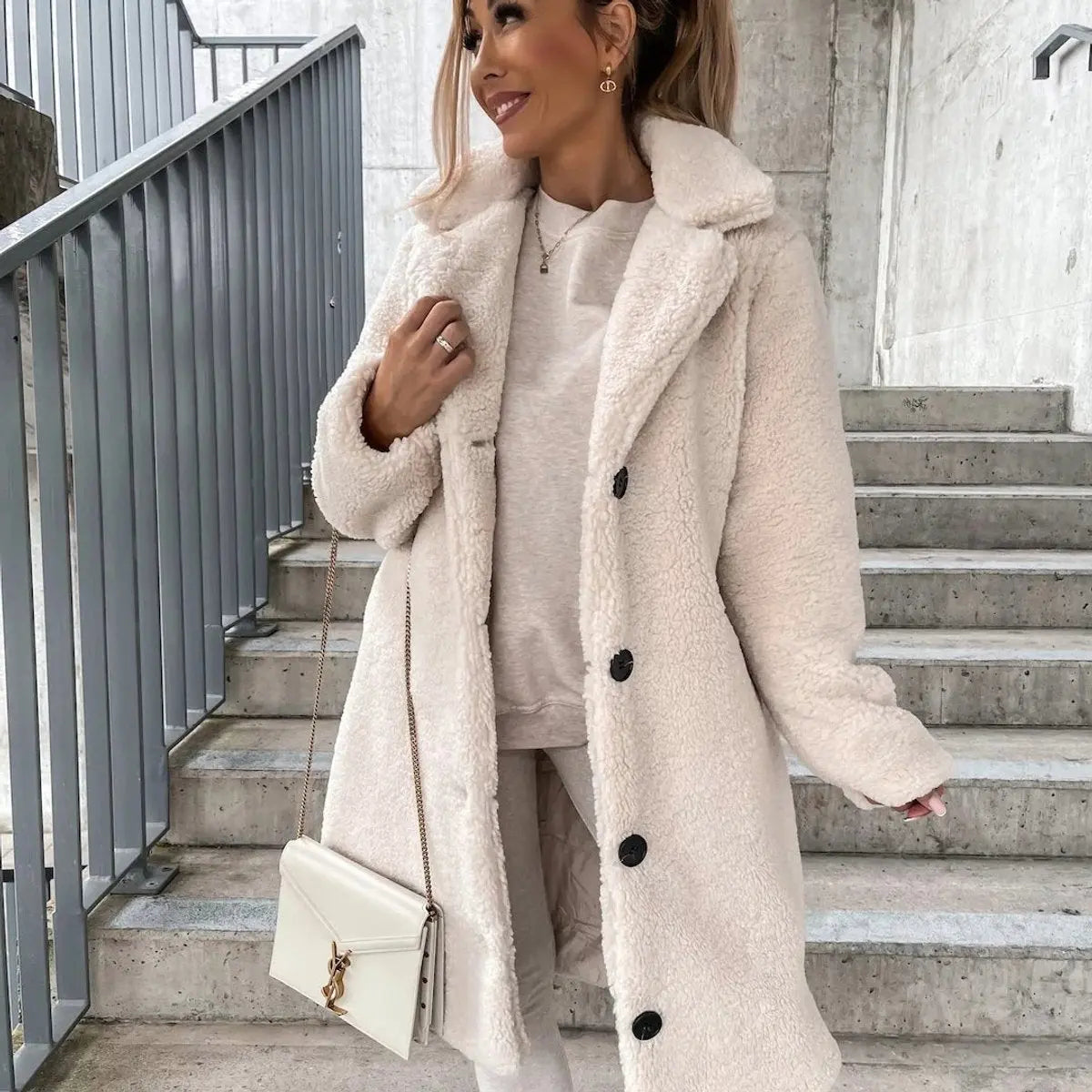 Women's Oversized Teddy Fleece Long Puffer Jacket Coat