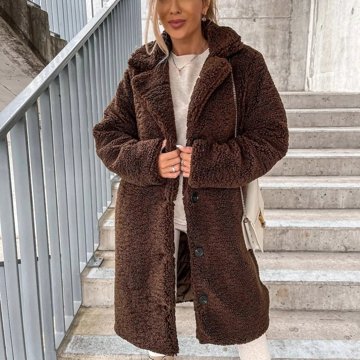 Women's Oversized Teddy Fleece Long Puffer Jacket Coat