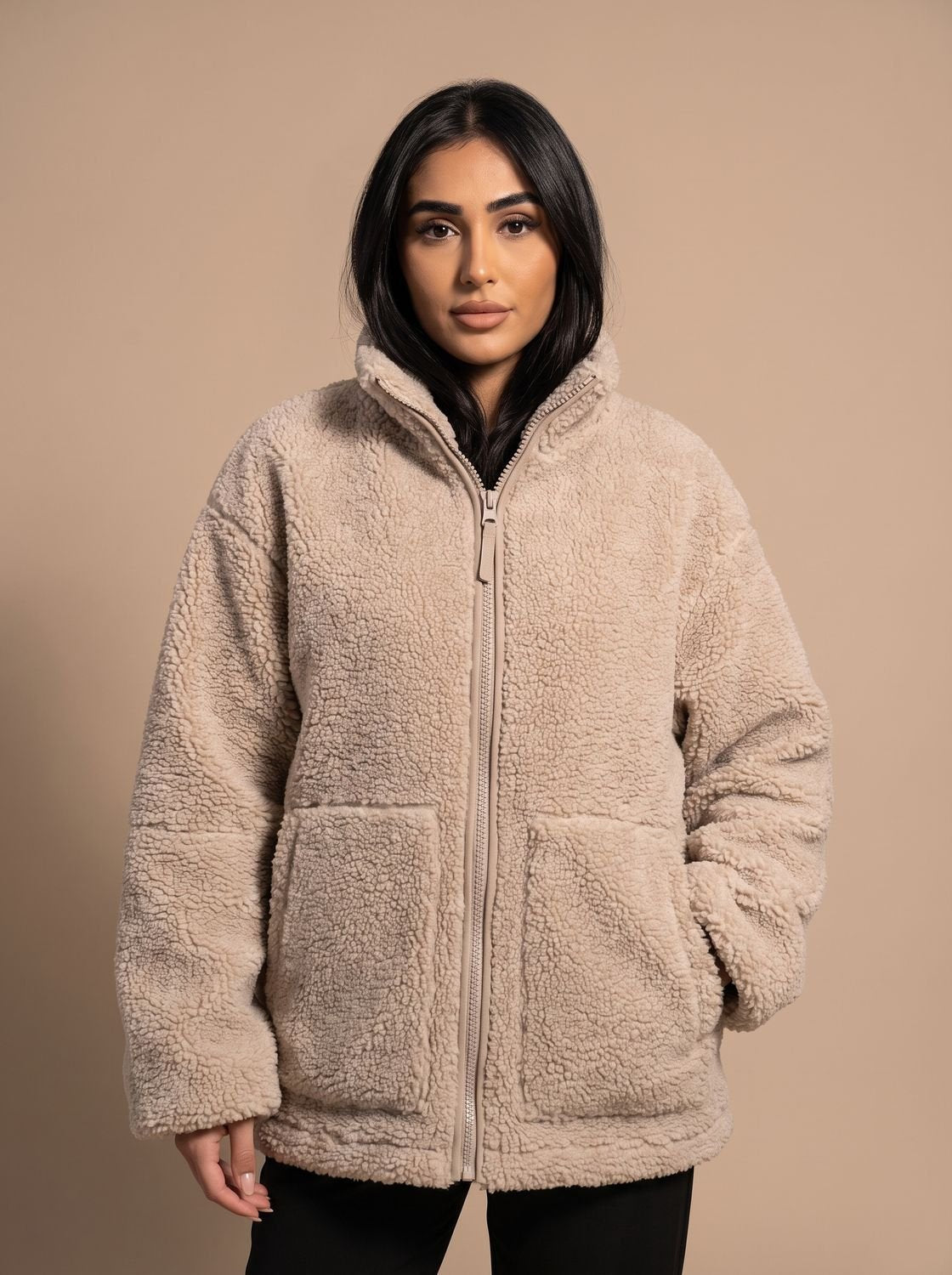 Emily | Women's Oversized Teddy Fleece Zip-Up Jacket