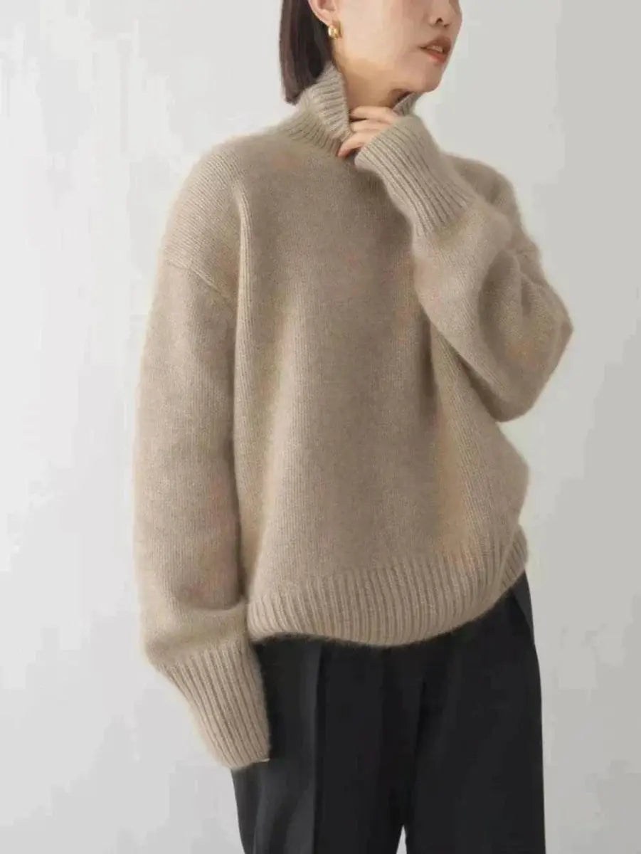 Women's Oversized Turtleneck Cashmere Knit Sweater Jumper