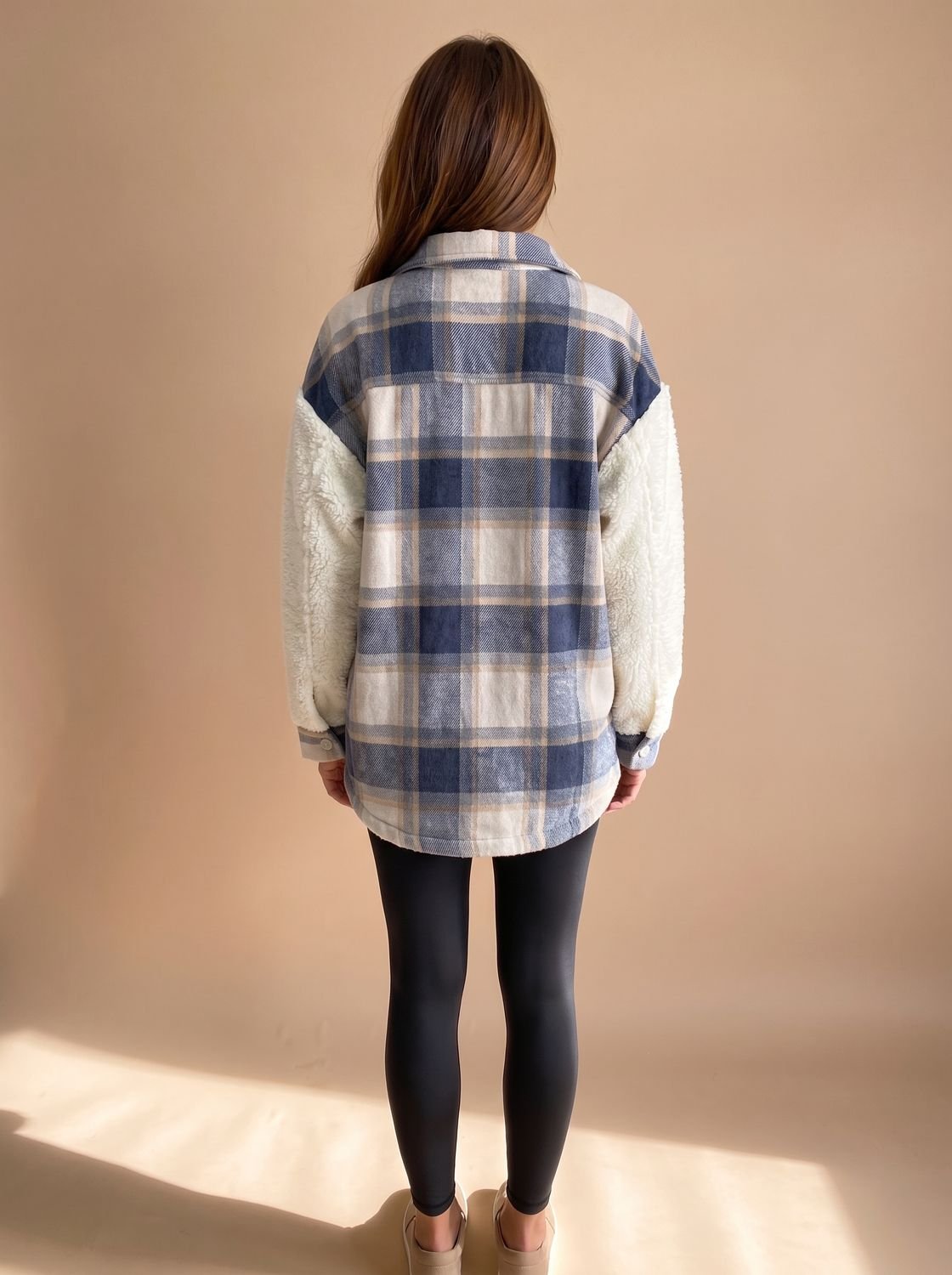 Sophie | Women's Plaid Sherpa Fleece Button-Up Shacket