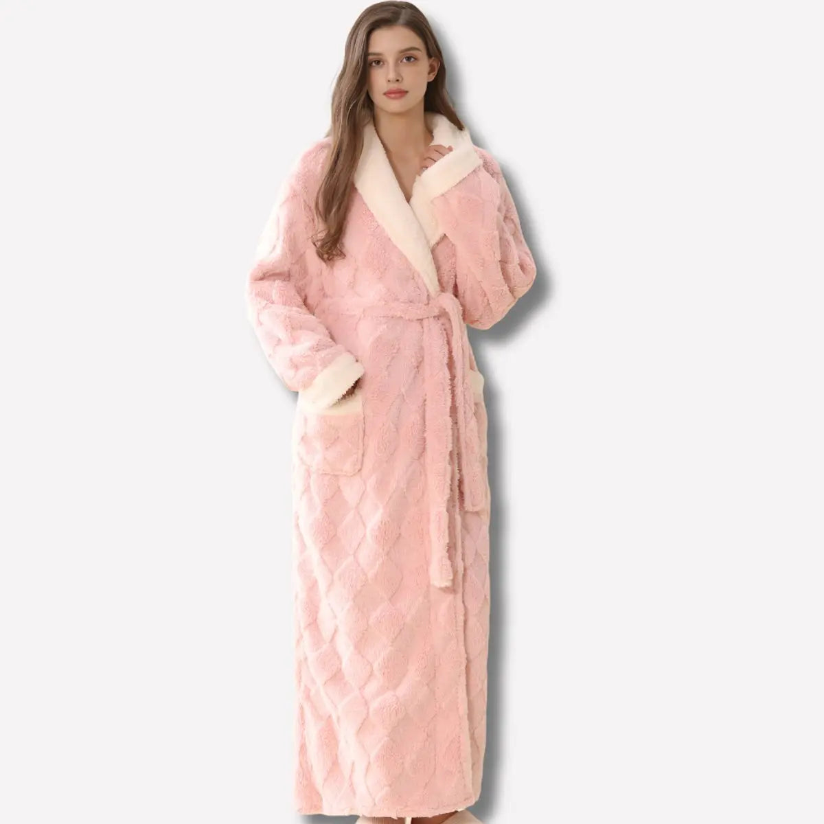 Womens Plush Fleece Ankle-Length Belted Dressing Gown