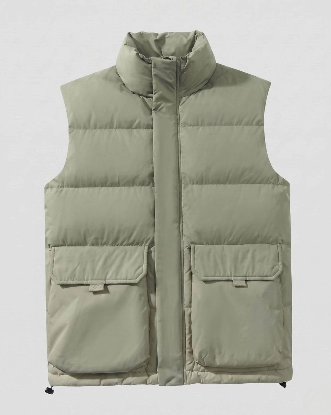 Women's Quilted Funnel-Neck Sleeveless Puffer Gilet Flap Pockets, Ecru