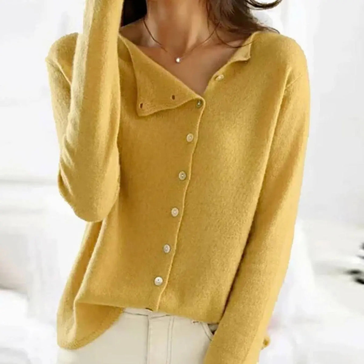 Women's Relaxed Fit Button Front Cardigan Knit Jumper