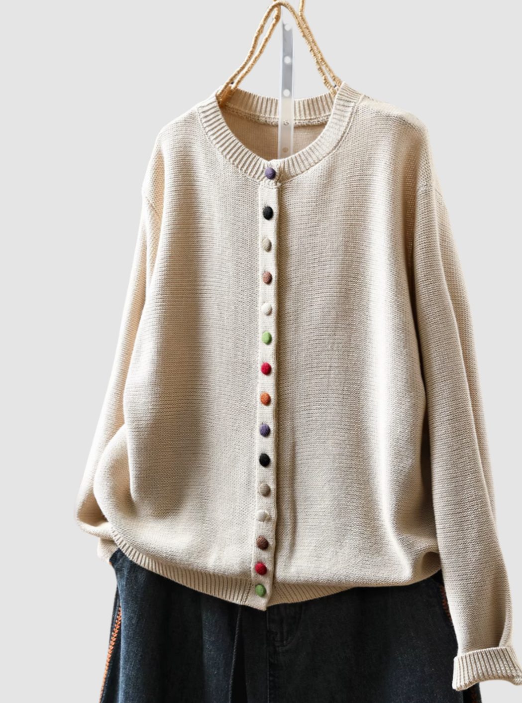 Women's Relaxed-Fit Knitted Cardigan Multicoloured Button-Down