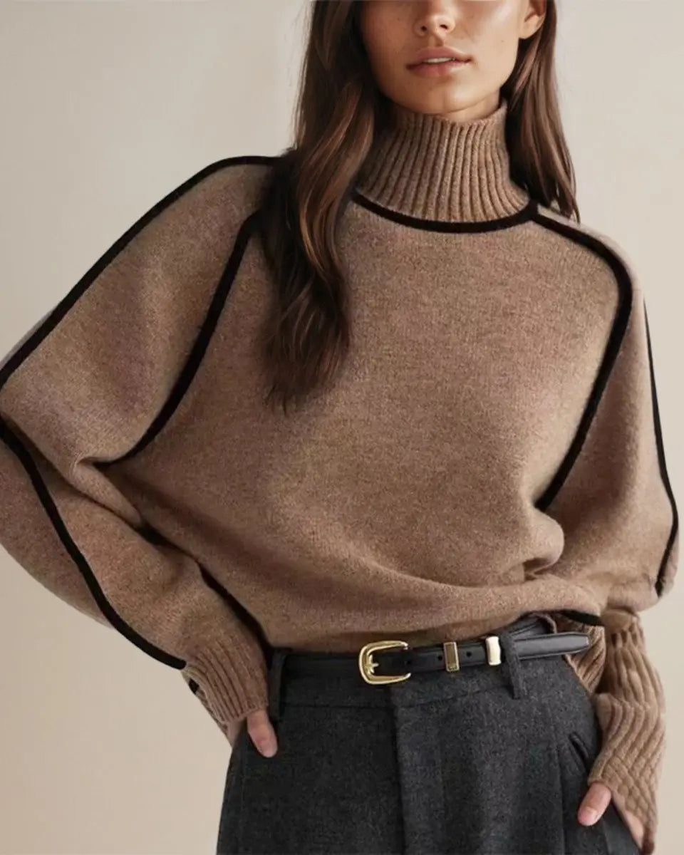 Women's Relaxed-Fit Long-Sleeve Knit Turtleneck Sweater