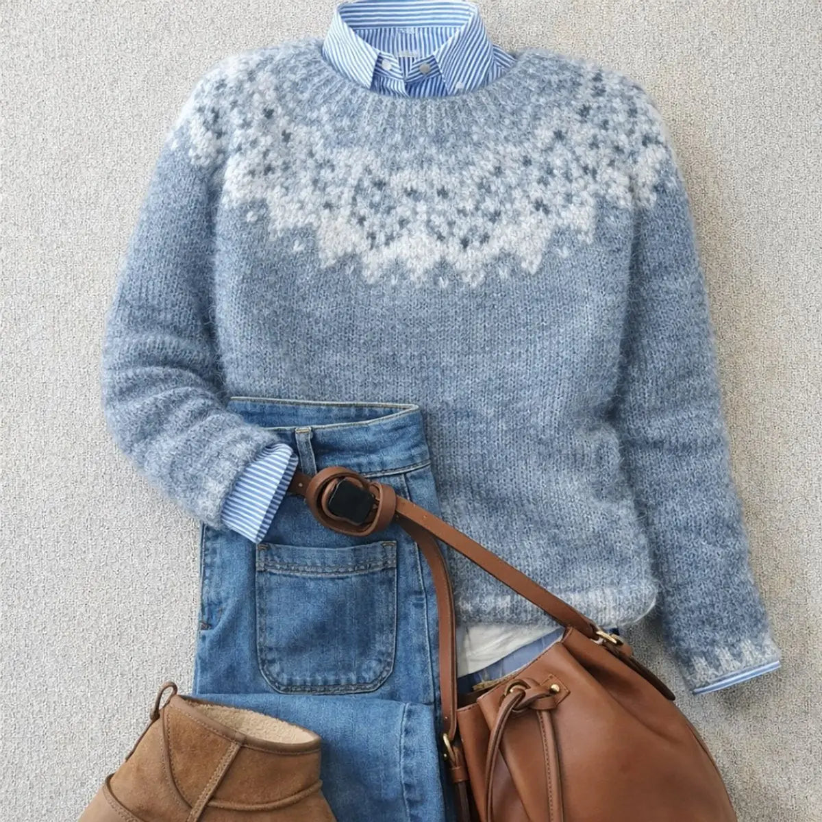 Women's Relaxed-Fit Nordic Fair Isle Knit Sweater