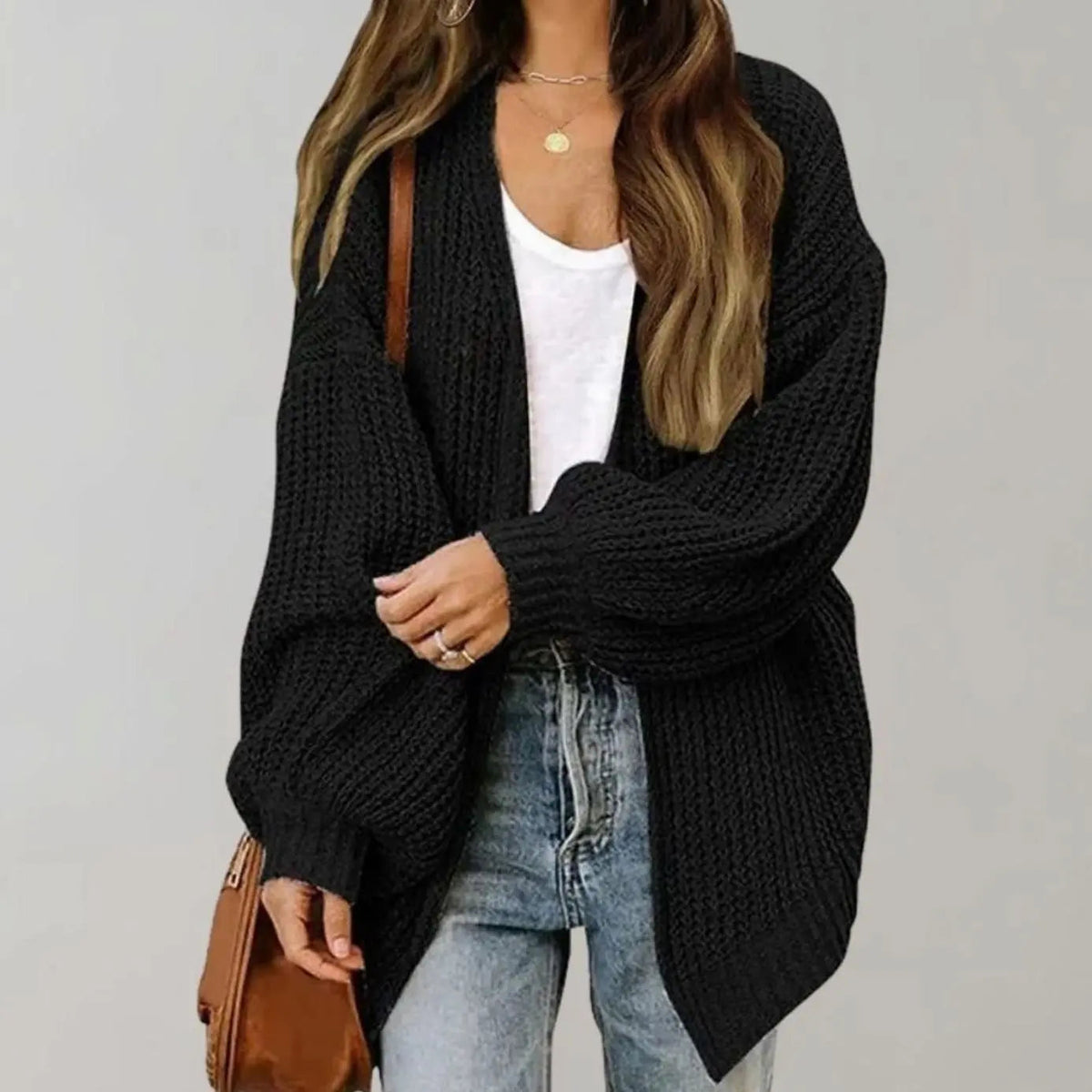 Women's Relaxed Fit Oversized Knit Open Front Cardigan