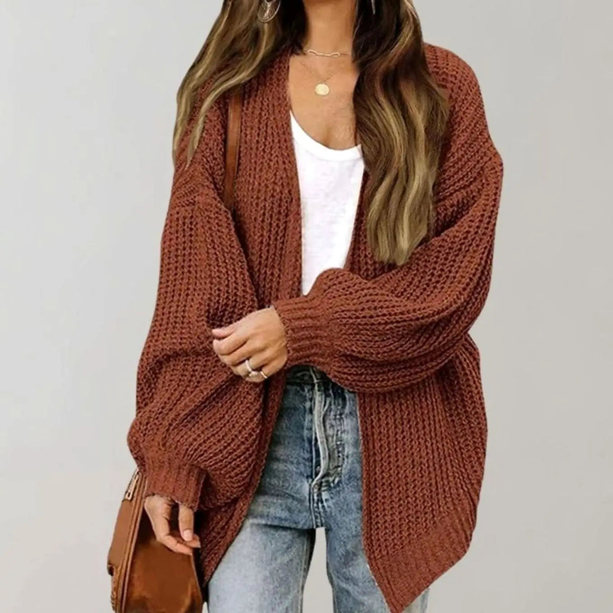 Women's Relaxed Fit Oversized Knit Open Front Cardigan