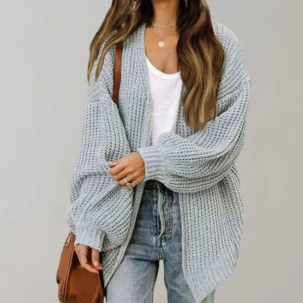 Women's Relaxed Fit Oversized Knit Open Front Cardigan