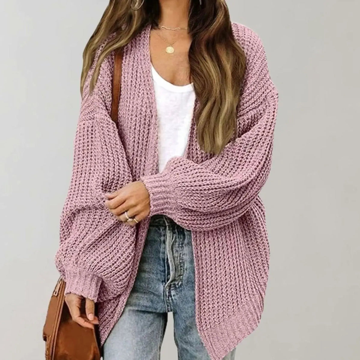 Women's Relaxed Fit Oversized Knit Open Front Cardigan