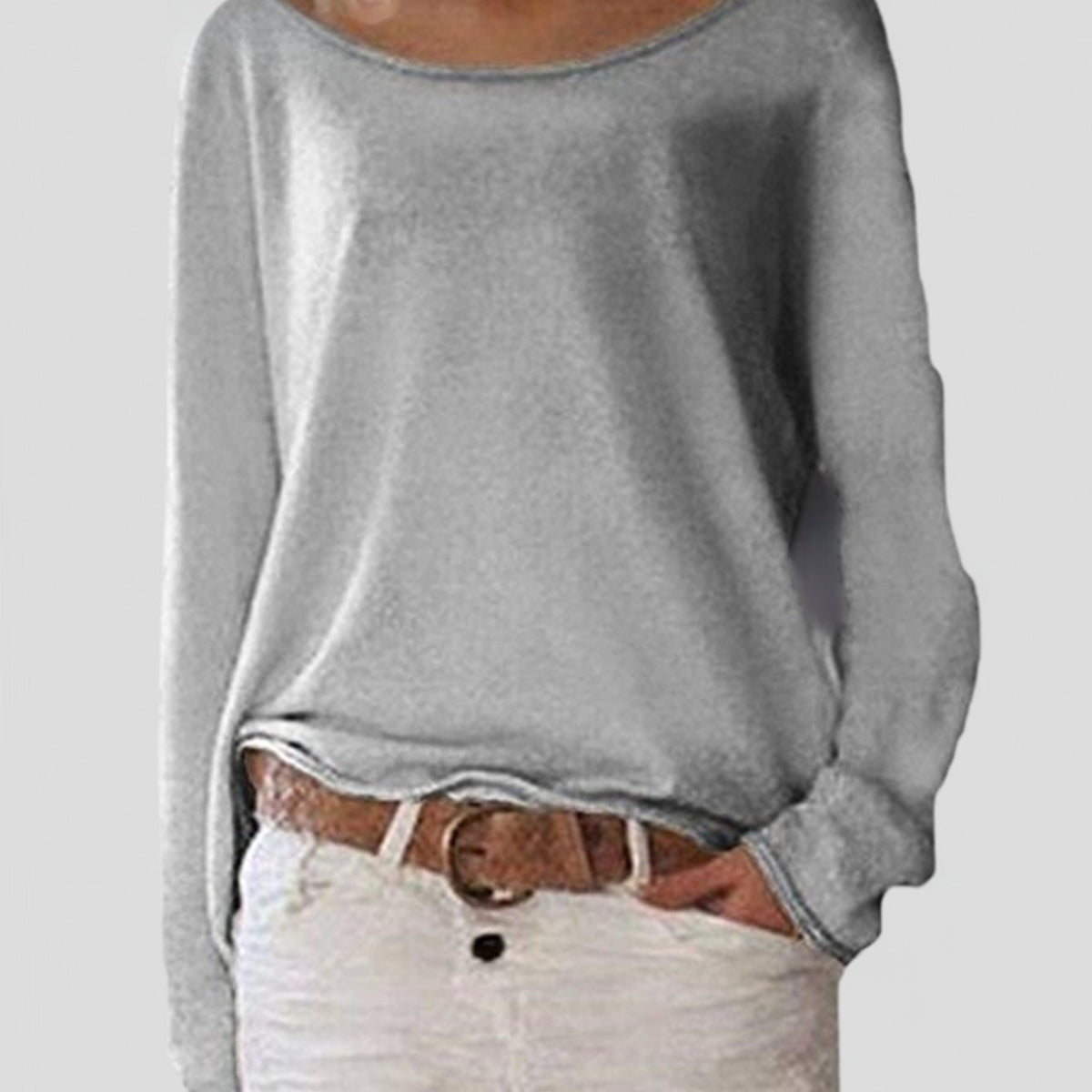 Women's Relaxed-Fit Round-Neck Long-Sleeve Pullover Jumper