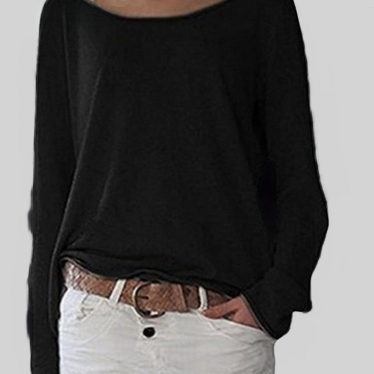 Women's Relaxed-Fit Round-Neck Long-Sleeve Pullover Jumper