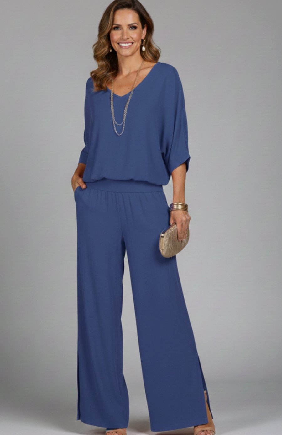 Women's Relaxed Wide-Leg Chiffon Top Two-Piece Set