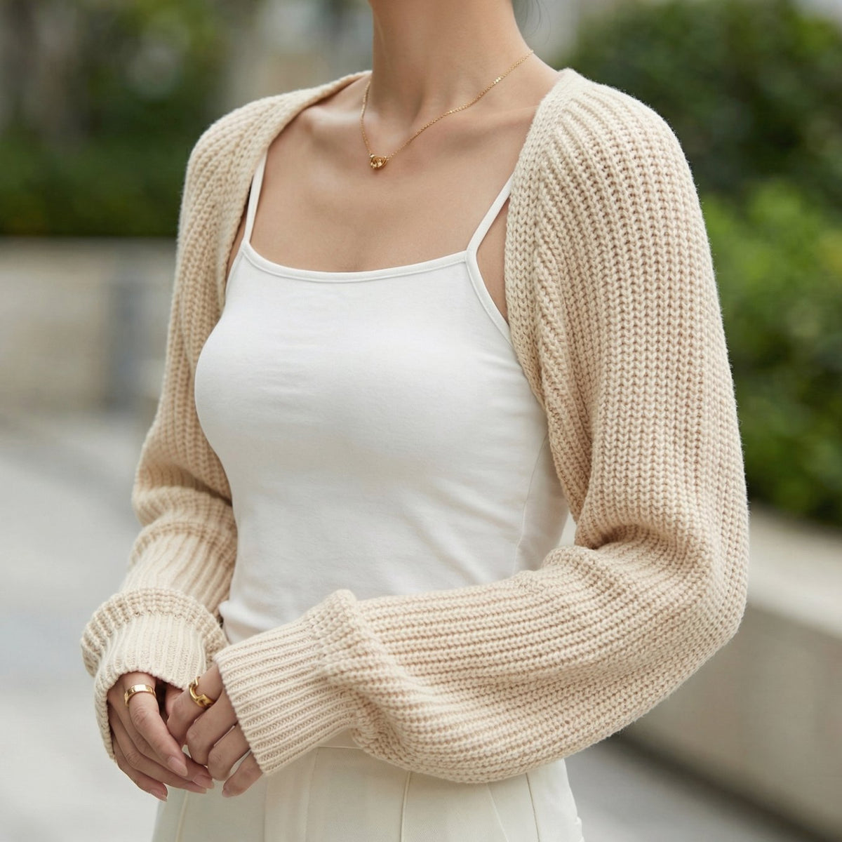 Women's Ribbed Knit Cropped Bolero Shrug Cardigan