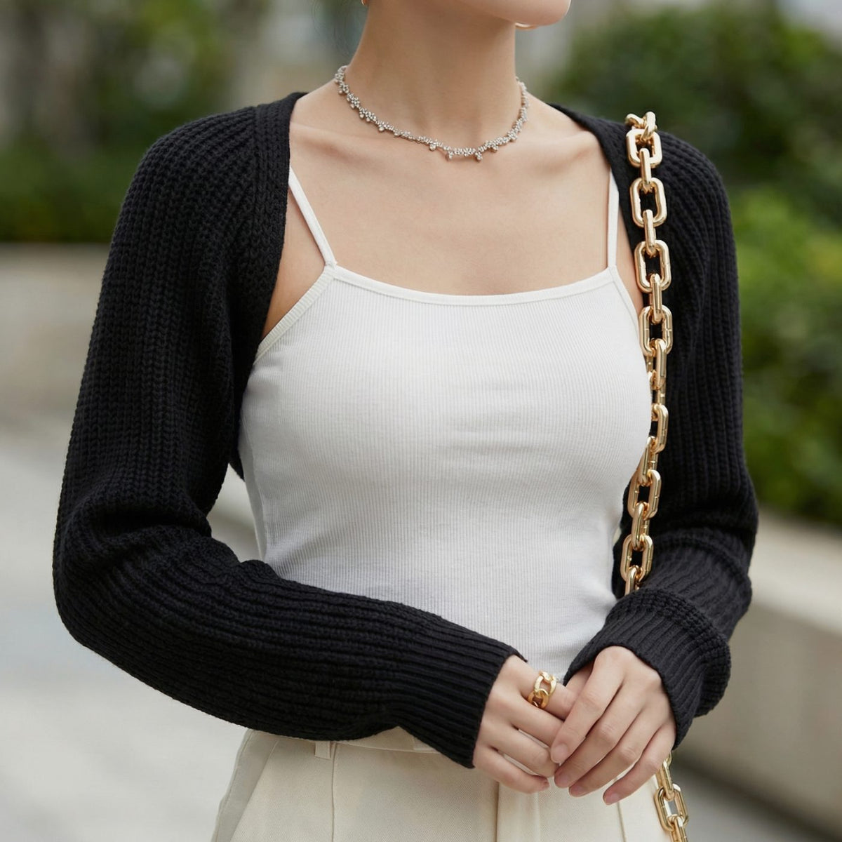 Women's Ribbed Knit Cropped Bolero Shrug Cardigan
