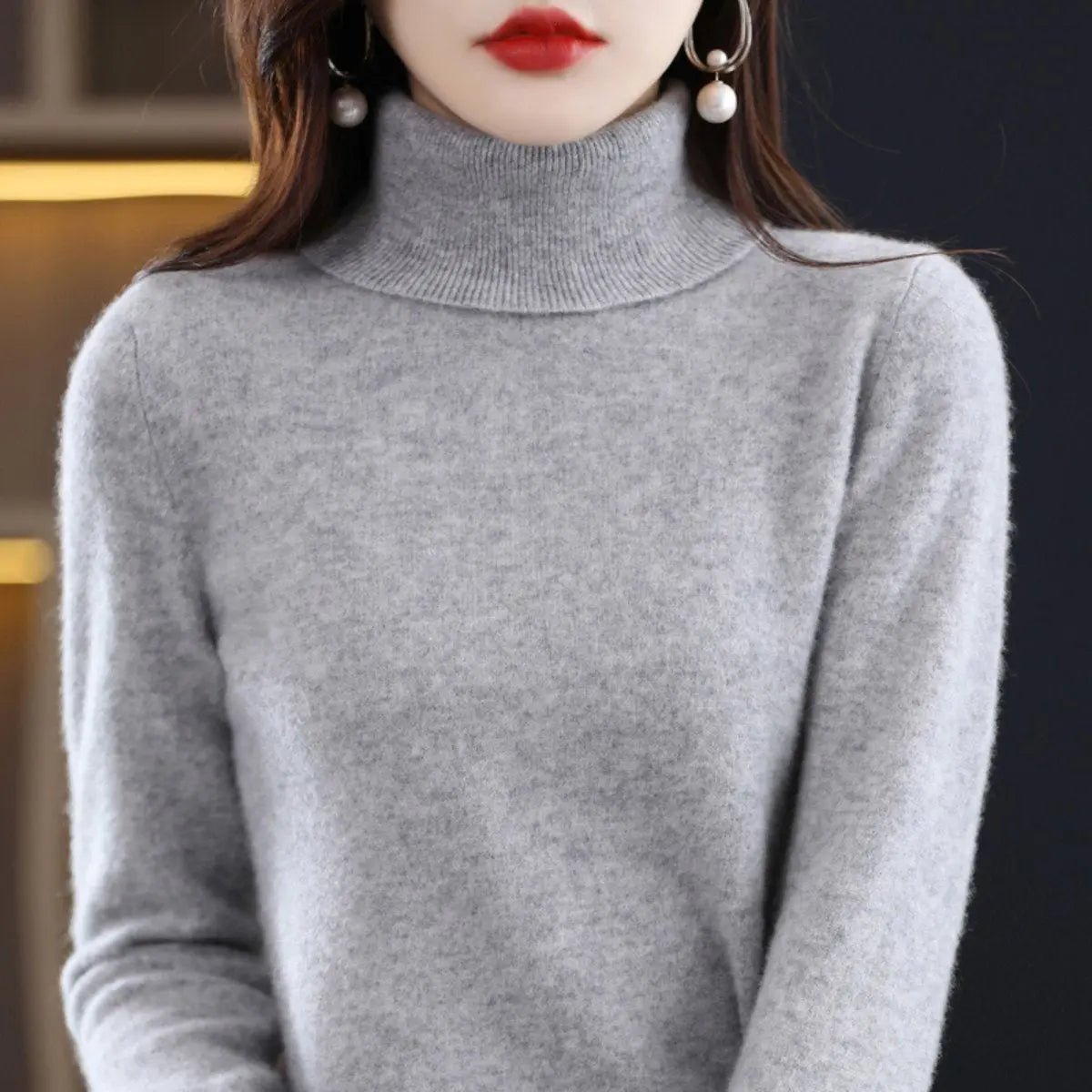 Women's Slim-Fit Cashmere Blend Turtleneck Jumper