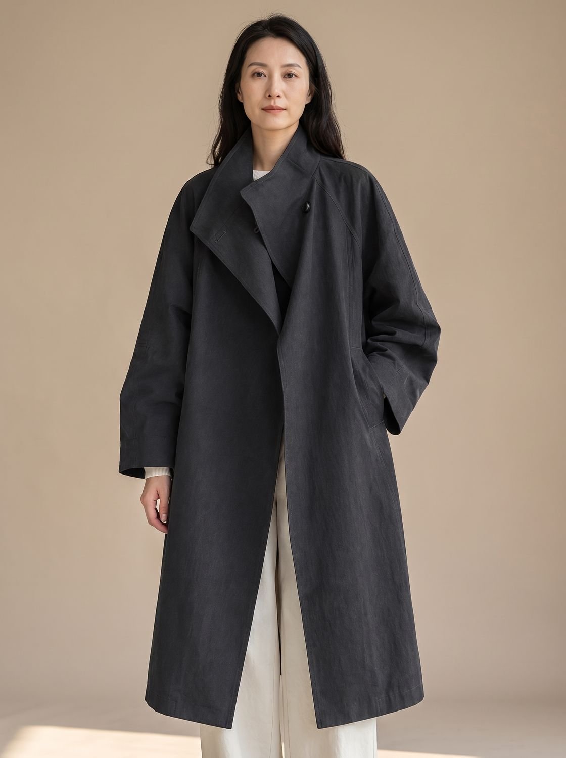 Sienna | Women's Stand Collar Longline Single-Button Overcoat