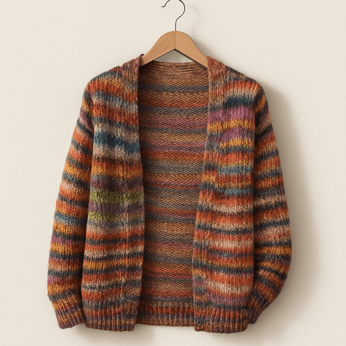 Women's Striped Knit Open-Front Cardigan Sweater