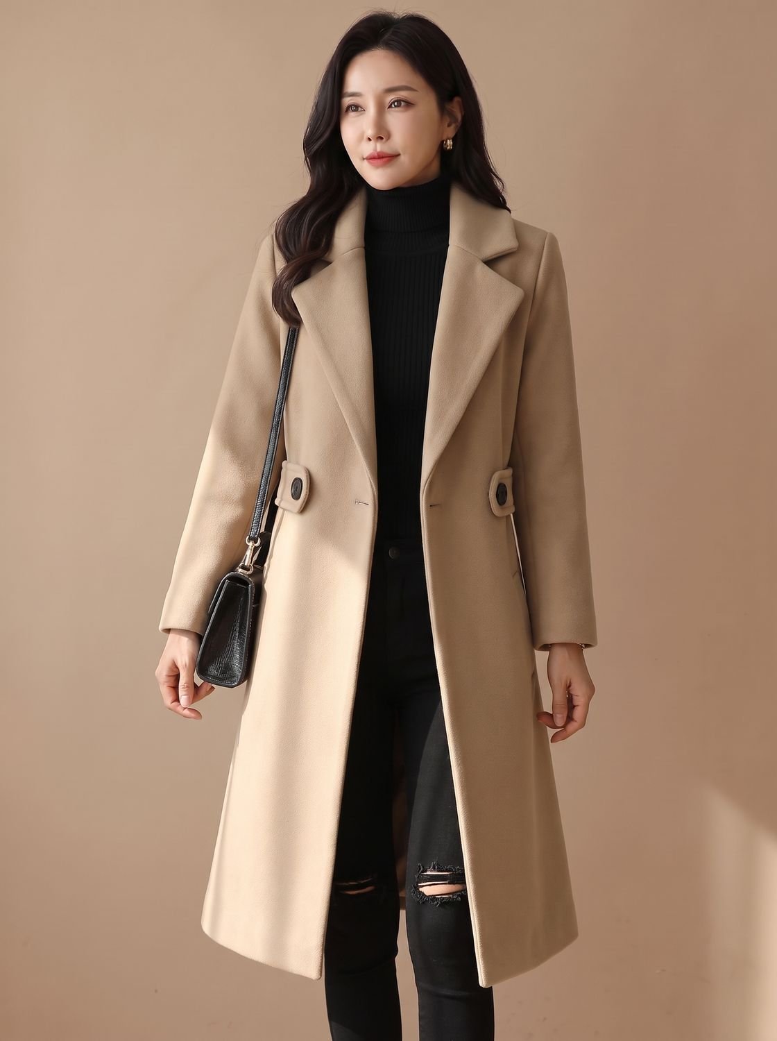 Emily | Women's Tailored Belted Wool Coat Long Elegant Outerwear