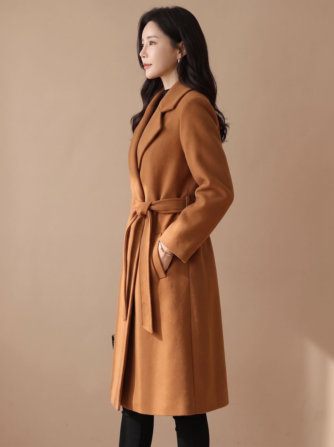Emily | Women's Tailored Belted Wool Coat Long Elegant Outerwear