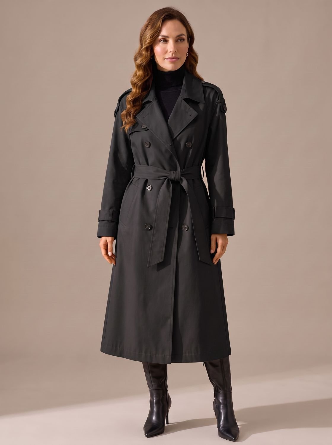 Ella | Women's Tailored Double-Breasted Longline Belted Trench Coat