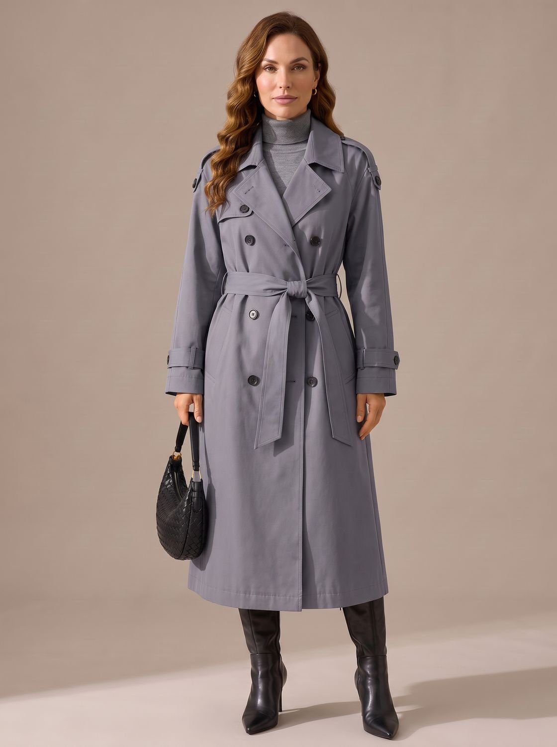 Ella | Women's Tailored Double-Breasted Longline Belted Trench Coat
