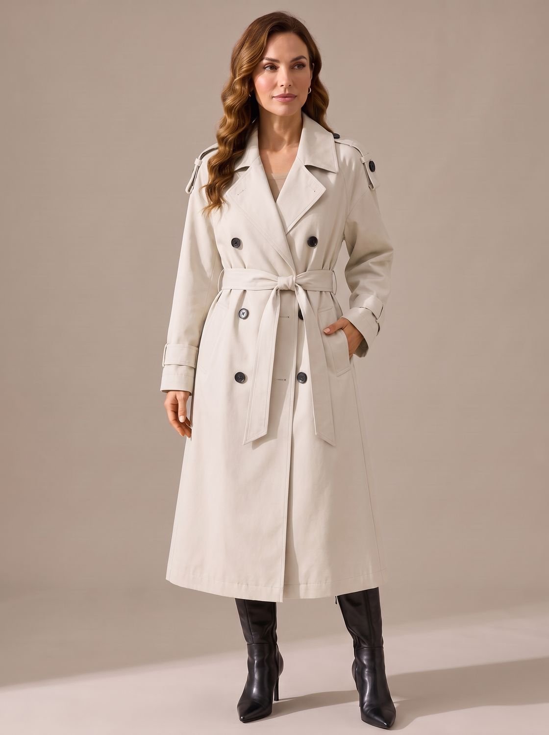 Ella | Women's Tailored Double-Breasted Longline Belted Trench Coat