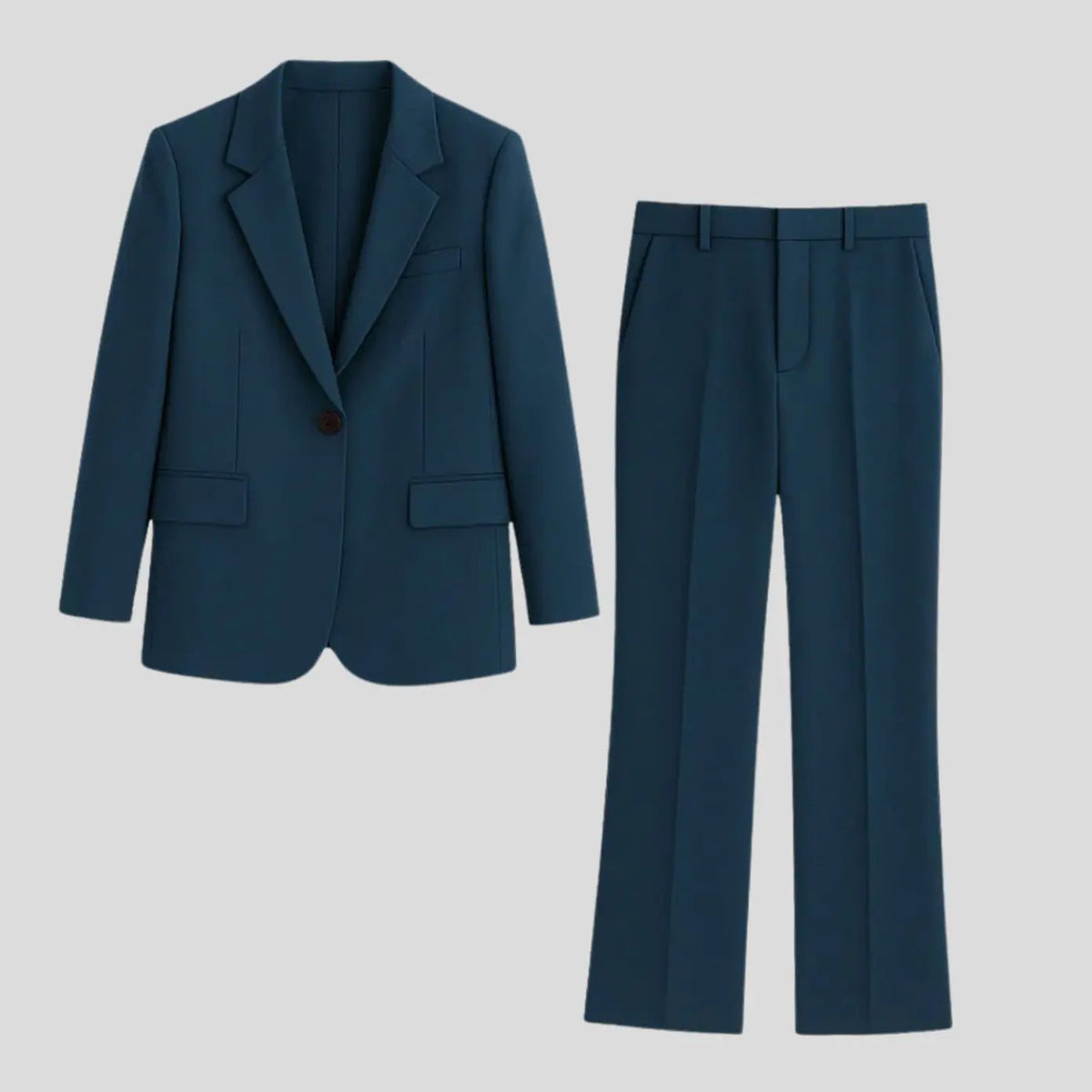Women's Tailored Single-Button Blazer Suit Set Trousers