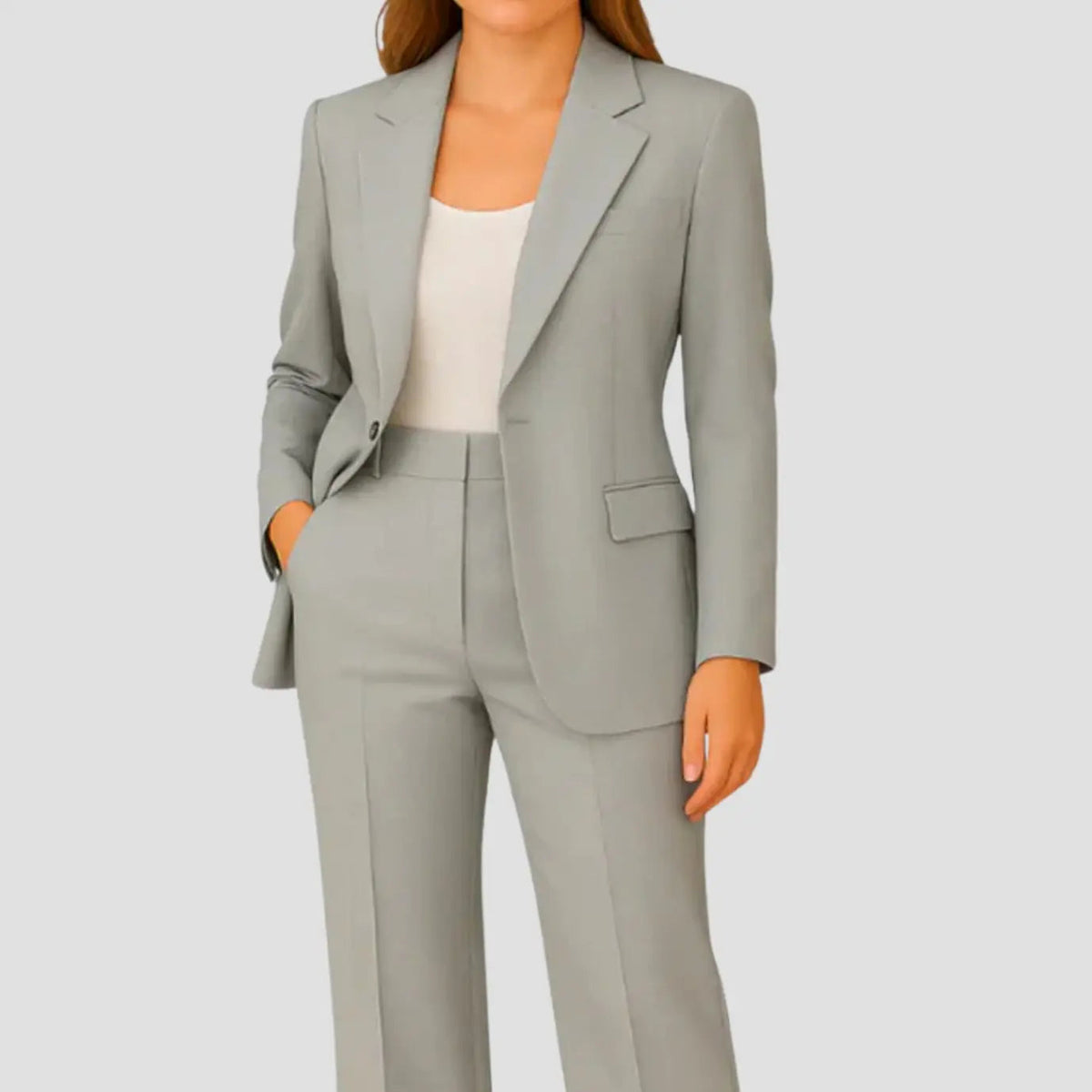 Women's Tailored Single-Button Blazer Suit Set Trousers