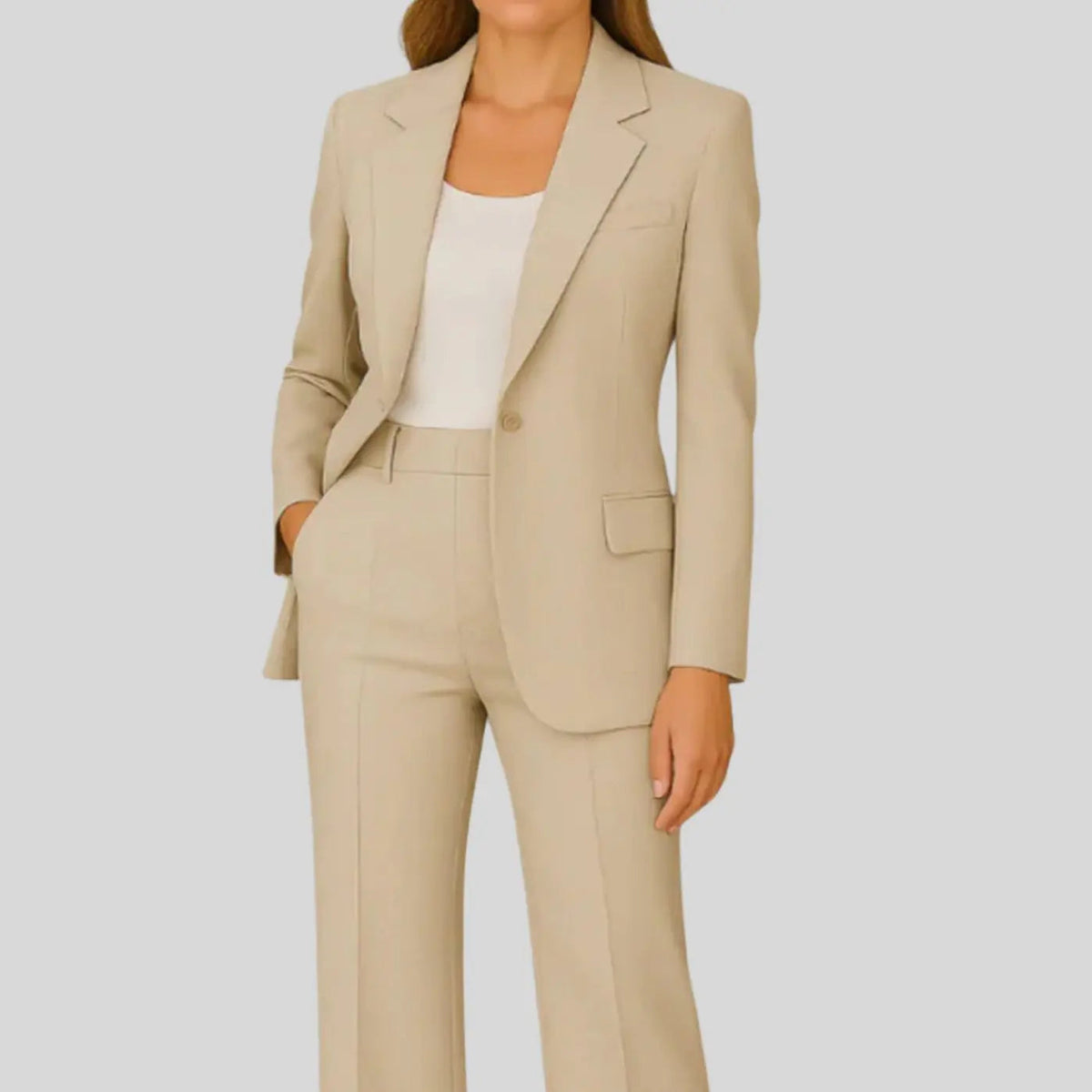 Women's Tailored Single-Button Blazer Suit Set Trousers