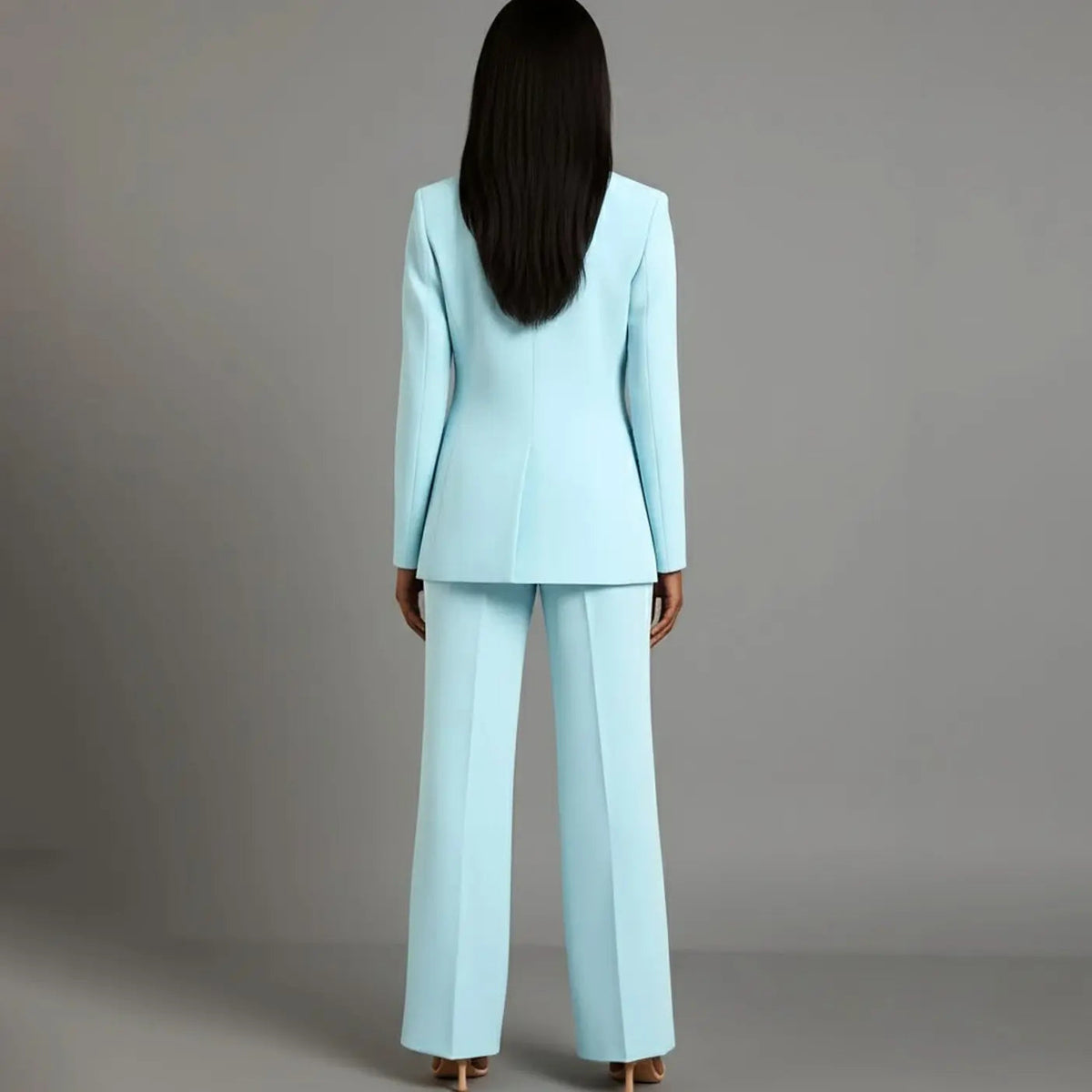 Women's Tailored Single-Button Blazer Trouser Suit Set